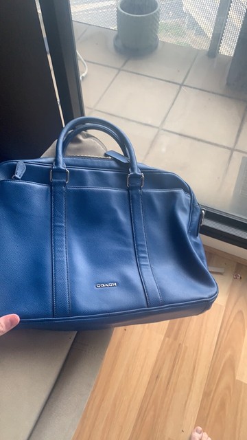 blue leather coach purse